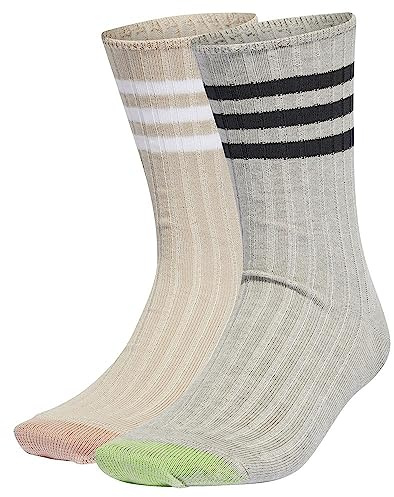 adidas Unisex - Adulto Comfort Socks 2 Pairs, Medium Grey Heather/Wonder Beige/Black/White, 42-45