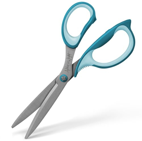 Ashton and Wright – Precision SG – sax med mjukt grepp för kontor, hem, kök och hantverk – 210 mm/8 tum – stålblad (blågrön, högerhänt)