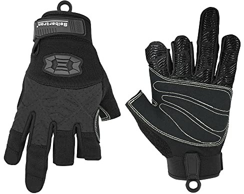 Seibertron Guantes de Cuerda de Escalada Ligeros con 2 Dedos para escaladores, Escalada, Rescate, Aventura, Vela, Kayak, Deportes al Aire Libre, XS
