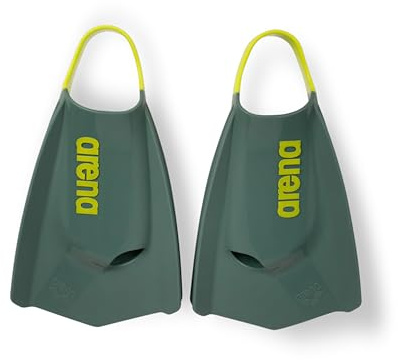 Arena Unisex vuxen Powerfin Pro II simträningsfenor män och kvinnor silikon kort blad flippers vänster/höger anpassad, sage/arktisk limefärg, storlek 4,5-5,5