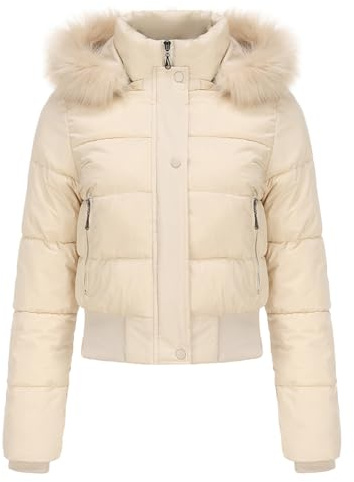 NAFING Doudoune Légère Femme, Veste Femme Zippée Blouson Avec Capuche Chaude Doudounes De Randonnée Femme Anorak Hiver Manteau Légère Parka Mi Saison Doudoune Duvet Matelassé