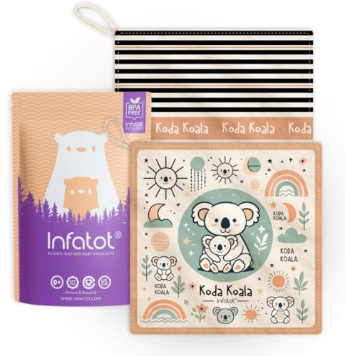 Infatot® Crinkle Sheets Teething Toys for Baby 2-Pack – BPA-Free, Safe Chew Toys with Crinkle Sound, Sensory Toy for 0-6 Months, Newborns, Baby Teething Toy for Infants – Caramel