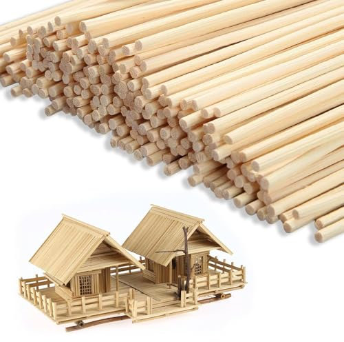 Casenly 200 Piezas Varillas de Algodón de Azúcar, Palillos de Madera para Manualidades 30cm x 3mm, Varillas de Madera Redonda, Palos de Bambú para Bricolaje Modelismo Arte Escultura y Artesanía