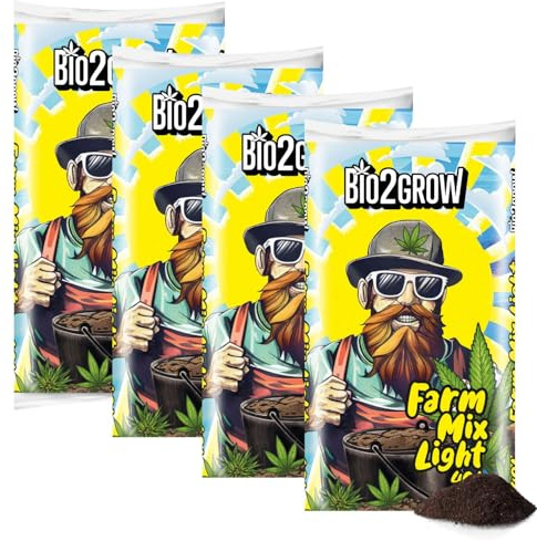 Bio2Grow Farm Mix Light 160 liter, 4 säckar – inomhus och utomhus blomjord för växter, lätt blandning