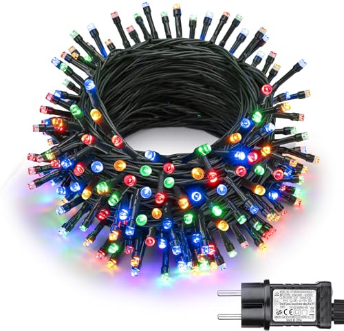 Joomer Guirlande Lumineuse Extérieure Noel, 10M 100LED Deco Noel Exterieur, 8 Modes lampe led Multicolore avec Minuterie pour Rideau Intérieur Sapin Camping Jardin Fenêtre Mariage Fête
