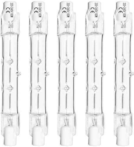 Haraqi 5 Pack Dimmable 100W R7s Halogen Bulbs 78mm, 2800K Warm White 230V Security Light Bulbs J-Type Linear Light Bulbs, for Work Light, Ceiling Lights, Floodlight, Landscape Lighting