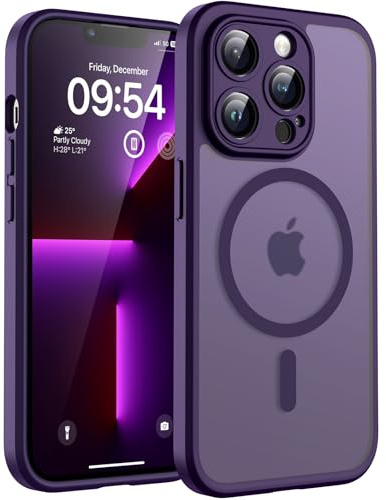 TOCOL für iPhone 13 Pro Hülle für Magsafe, Vollständiger Kameraschutz Stoßfest Kratzfest Transluzente Rückseite Magnetisch Handyhülle für iPhone 13 Pro Case, Dunkellila