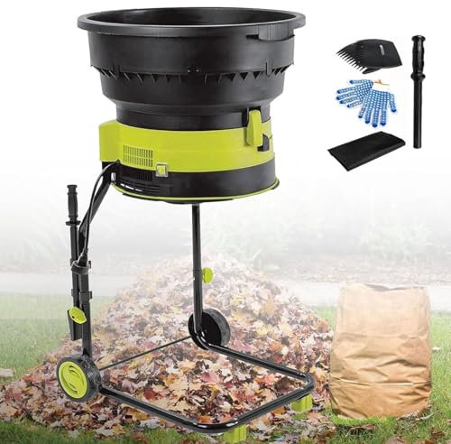 Broyeurs de feuilles pour le jardin familial,Broyeur de Feuilles Électrique sans Fil,Moteur 8 000 tr/min pour un rapport de réduction de 17:1,Molette de commande réglable,10mpowercord