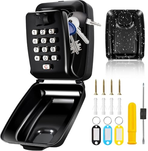OKEKEO Boite a Clefs Securisee Exterieur, Murale Boite a clé Étanche, Coffre-Fort à clé étanche à Combinaison à 12 Chiffres pour entrepôt, Maison, Garage, Jardin, Bureau et école