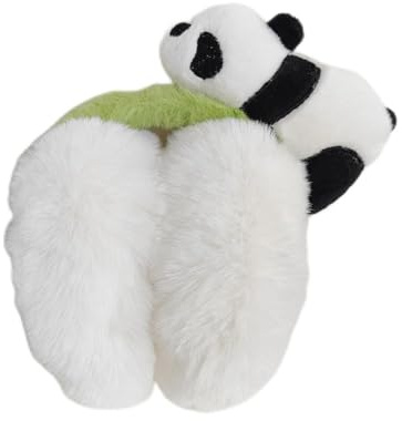 JynxtoyZeal Cache-oreilles en fausse fourrure de panda mignon pour filles et femmes - Cache-oreilles pliables en peluche coupe-vent pour temps froid - Cadeau de Noël ou d'anniversaire