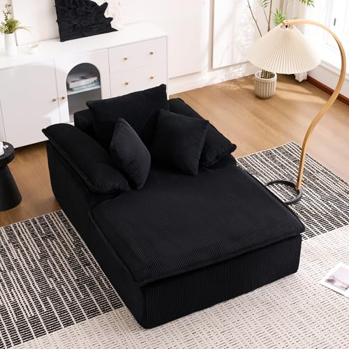 Lazy Bubble soffa – 46 cm hög relaxsoffa utan montering, modern manchestersoffa med mjuka vadderade armstöd, inomhus loungefåtölj för vardagsrum, läshörn och kontor, molndesign (svart)