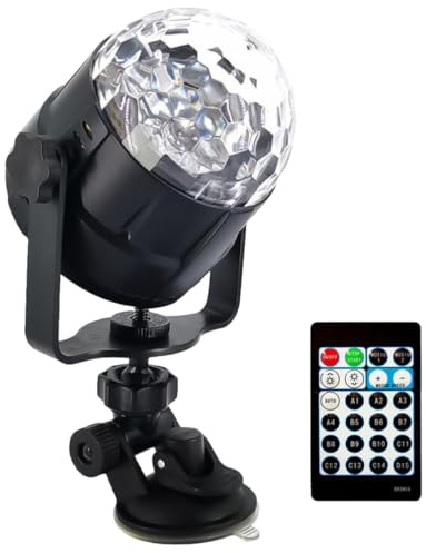 HAMPPLIES Luce da Discoteca LED USB con Proiezione a 15 Colori Lampada di Cristallo Rotante per Feste Decorazioni Natalizie e Auto con Telecomando per Club Bar e Matrimoni