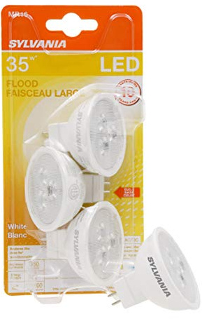 Sylvania MR16 LED Flood and Spot Light Bulb, 5W, 35W Equivalent, Non-Dimmable, 350 Lumens, 3000K, White - 3 Pack (79129)