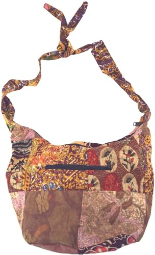 GURU SHOP Patchwork Batik Beutel, Sadhu Bag, Hippie Tasche, Schulterbeutel - Pink, Unisex - Erwachsene, 28x37x15 cm