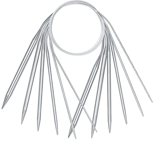 6 Stück Rundstricknadeln Set, Edelstahl 80cm Lang Stricknadeln Metall Professionelle, Sockenstricknadeln Garnnadeln für Hut Socken Schal Mützen Webprojekte - 2,0mm/3,0mm/4,0mm/5,0mm/6,0mm/8,0mm (80CM)