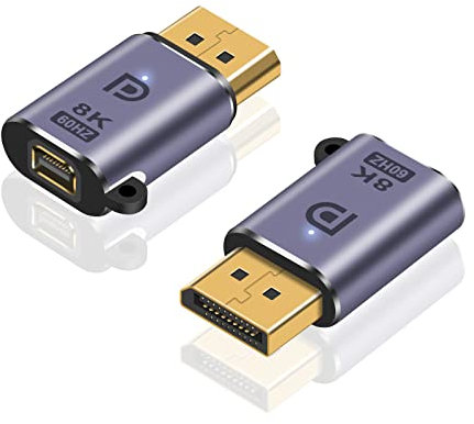 Maxhood 8K DisplayPort to Mini DisplayPort Adapter, 32Gbps DP Converter Connector for 8K@60Hz UHD Video MacBook and Laptop (2 Pack)