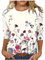 Womens 3/4 Sleeve Tops Cute Print Tee Shirts Casual Lightweight Blouses Summer Round Neck Ladies Tops Beige L