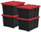 Iris Ohyama Heavy Duty Organisation Boxes, 68L, 4er-Set, Rot, Groß, Robust, Stapelbar, Aufbewahrungsbox, Für Garage, Regale, Umzug, Plastik, Utility, Werkzeugkiste, DDSKT-700
