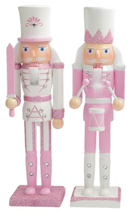 30cm Wooden Pink Nutcracker Soldier Christmas Decorations,2pcs Large Christmas Nutcracker Figures Ornaments,Nutcracker Gifts Nutcracker Soldiers Puppet Doll for Tradition Xmas Present Indoor Decor