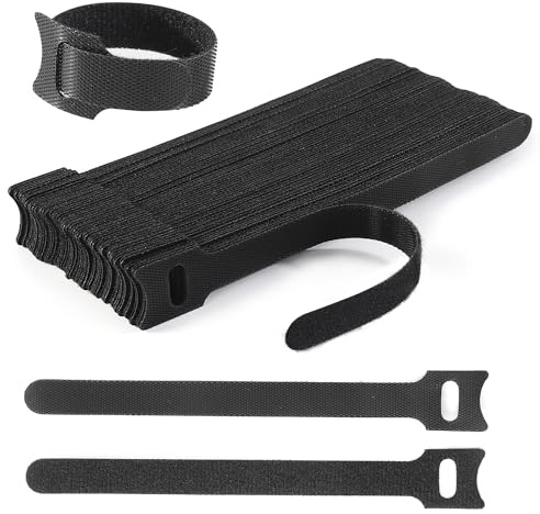Nettbe Reusable Cable Ties, 60 PCS 8 Inches Adjustable Cord Straps Wire Organizer Cord Wrap and Hook Loop Cable Management