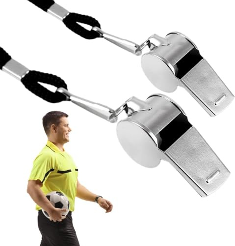 Povanjer Fischietto per arbitro con cordoncino,Fischietto sportivo,Fischietto da calcio Fischietto da allenamento | Fischietto da allenamento professionale con suono forte e nitido, fischietto in
