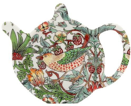 The Leonardo Collection William Morris Strawberry Thief Teabag Tidy For Kitchen & Home | British Designed Durable Tea Bag Tidy | Tea Bag Dish For Used Tea Bags | Teabag Dish With Modern Design