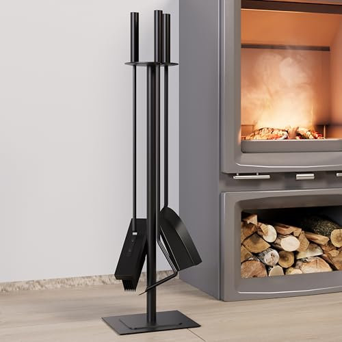 Kingson 4 pezzi accessori per bruciatori di legna con spazzola, attizzatoio e pala, set di accessori per caminetto da interno 15 x 15 x 60 cm
