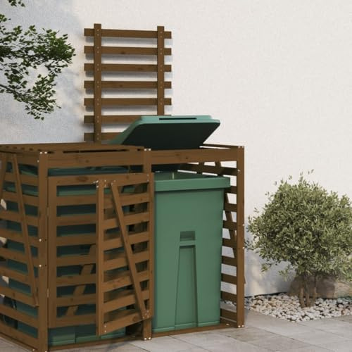Sufrk Estensione Copribidone Ambra in Legno Massello di Pino,Copri Bidoni Spazzatura,da Esterno,Nascondi Bidoni Immondizia,Copertura per Bidone,Gabbia Copribidone,Contenitori,Pattumiera,Box Rifiuti