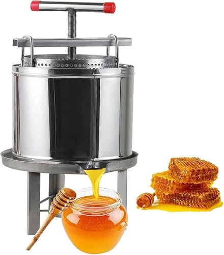 CASEGO Juicer, Stainless Steel Manual Honey Press, Wine Fruit Press with T-handle for Honey, Oil Making