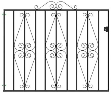Stirling Scroll Metal Garden Gate Galvanised Wrought Iron Style Swing Pedestrian gates (1220mm GAP X 914mm High ST07ZP)