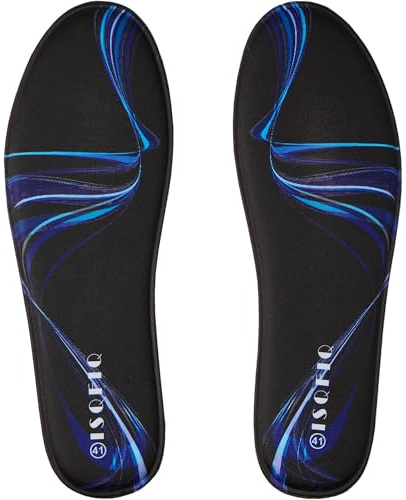 ISQFIQ Cushioned Memory Foam Insoles, Comfort Replacement Inner Soles for Men Women, Soft Shoe Inserts for Walking Boot, Trainer, Wellie(Black, UK 8)