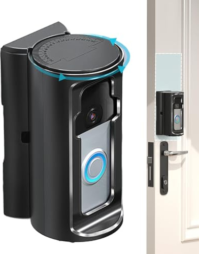 Videodörrklocka fäste - Ring dörrklocka montering ingen borr | justerbart dörrhållarstativ | inget borrklockstöd, flexibelt videoklockfodral, ringdörrfäste för trådlösa och trådbundna