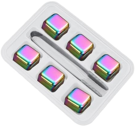 Juego de enfriadores de bebidas de acero 4/6/8 con pinzas y rocas refrescantes, cubos de hielo reutilizables para licor y cerveza, mantiene el sabor original de la piedra para bebida