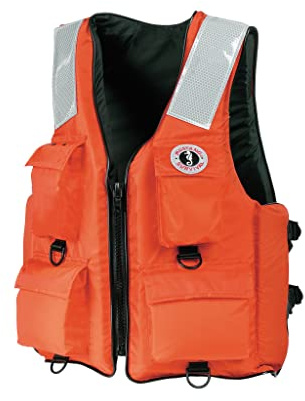 MUSTANG SURVIVAL - Classic Industrial Vest with 4 Pockets & Solas Reflective Tape (Orange - M) - USCG Approved, D-Rings, Solas reflectivity, 4 Pockets