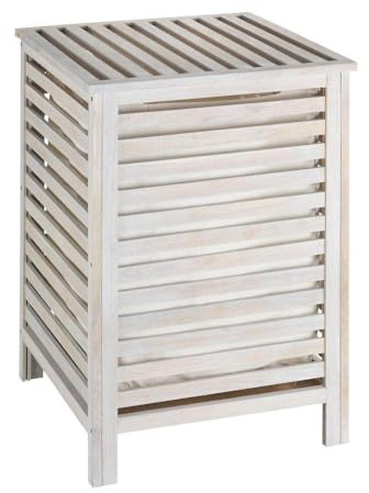 Wenko 22862100 Ropa Sucia Norway en color natural/blanco, Madera, Color blanco, 45 x 45 x 65 cm