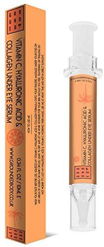 Grounded Vitamin C Eye Serum - 10ml, Under Eye Treatment with Collagen, Biotin & Hyaluronic Acid | Instant Targeting of Dark Circles, Wrinkles, Fine Lines & Signs of Aging | Pure Natural Perfume Free