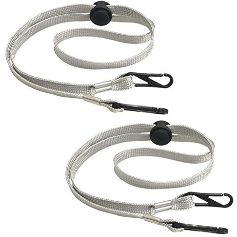 Upstore 2PCS Grey Durable Adjustable Nylon Windproof Rope Belt Hat Flexible Removable Chin Cord Strap Clips Holder Fastener for Golfing Fishing Boating Sailing and Other Outdoor Sports