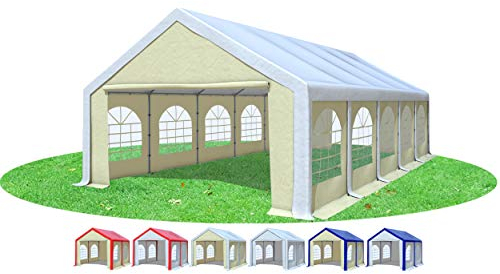Stabilezelte Partyzelt 5x10m Modular Professional PVC 500 g/m² mit Fenster Weiss BEIGE