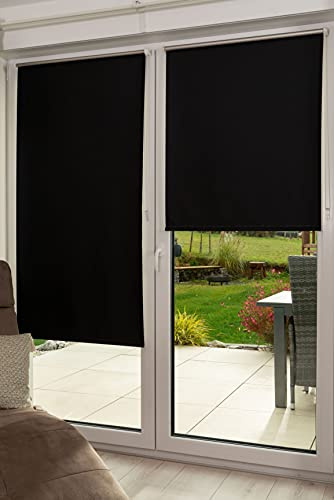 K-Home - Estor Opaco Enrollable (poliéster, 95 x 150 cm), Color Negro