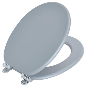 SINOBATH WC Sitz Mit Absenkautomatik,Hochwertige Haut wie Gefühl Toiletten, MDF Holzkern, Stabile QualitäT, Einfache Montage Deckel Klobrille (Grey)