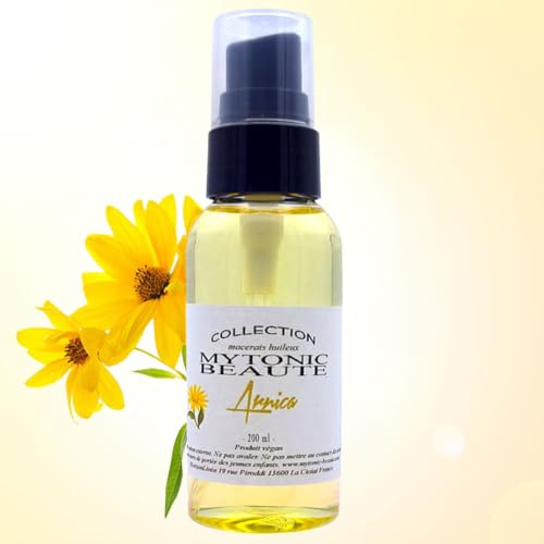 Huile d'Arnica Macérat | Corps Cheveux Visage | Massage - Sport - Rcupération musculaire | 100% végétale et naturelle | Pure (200ml)