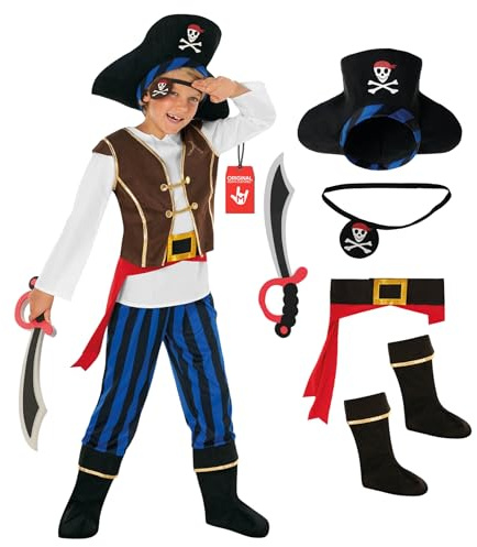 Morph Déguisement Pirate Enfant, Costume Garçon, Tenue Pirate, Déguisement Carnaval, 4-6 Ans