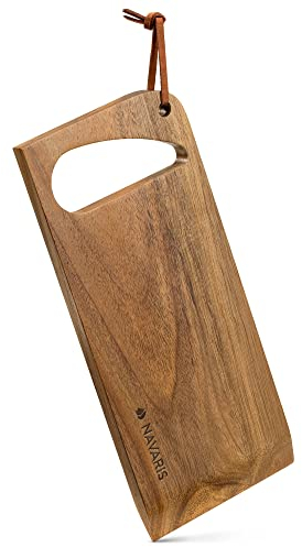 Navaris Grattoir Grille Barbecue Bois - Brosse racloir pour Gril Barbecue 27 x 12 x 1,5 cm avec Sangle Suspension Cuir et ouvre-Bouteille intégré