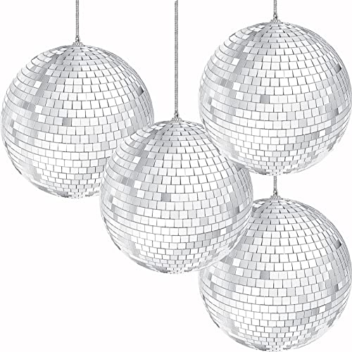 Morofme Discokugel 10cm 4 Stück, Hängekugel Spiegelkugel Discokugeln, Mirrorball Vielfältige Einsatzmöglichkeiten für Weihnachtsbaum Hochzeit Geburtstagsfeier Dekoration Lichteffekt