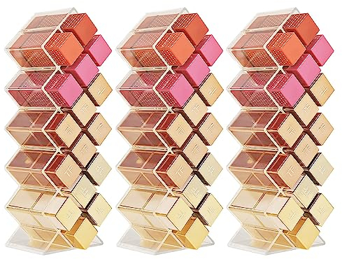 skytowards 3 Stück Lippenstift Organizer Box 16 Plätze Lippenstift Halter Aufbewahrung Plastik Lippenstifthalter Transparent Lippenstiftständer Lipgloss Tower Lipstick Organizer für Lippenstifte