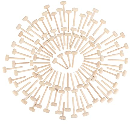 Cyrank 100 Stück Mini-Holzhammer, Mini Holz Hammer für Krabben Und Hummer, Mini DIY Holzhammer für Schokolade, Meeresfrüchte, Schalentiere, Krabbenhammer, Massiver Hartholzhammer Für Zerbrechliche