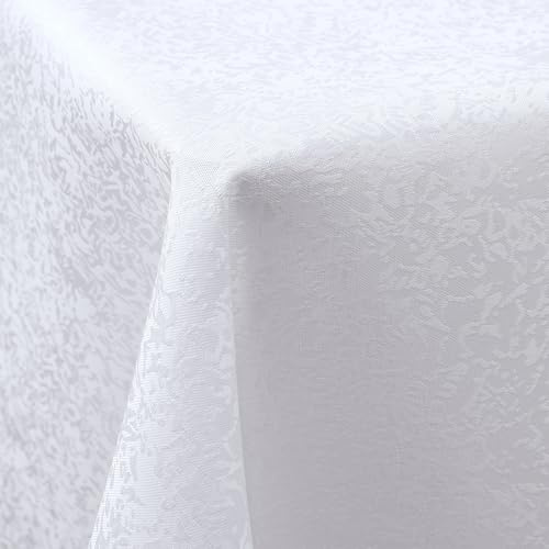 Spotjoy Mantel lavable rectangular 80 x 80 cm poliéster ropa de mesa Jacquard Jardín Mantel de mesa ornamentos de fácil cuidado – Blanco
