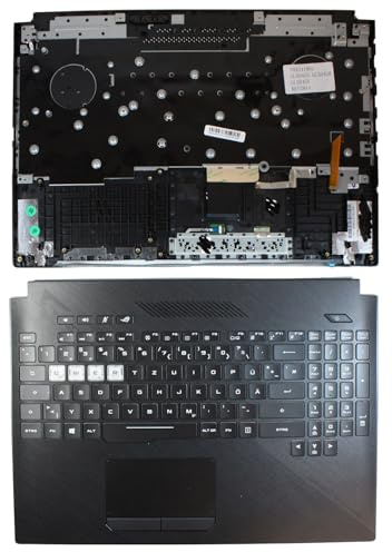 Power4Laptops Tysk med topcase och pekplatta svart ersättning för bärbar dator tangentbord kompatibel med Asus GL504GV