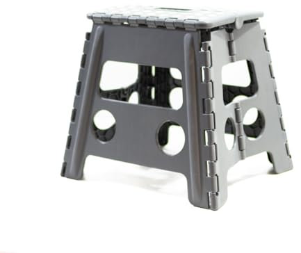 Taburete Plegable Multiusos Avalon Fabricado en PVC Resistente y Duradero para hogar, Escuela o guardería, Color Gris, banqueta baño, Escalera Plegable pequeña (Gris, 32 x 35,6 x 30)