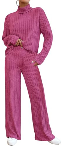 Meaunzyl 2024 Tuta Donna Completo Elegante 2 Pezzi Casual Tute da Ginnastica Tailleur Girocollo Maglia a Maniche Lunghe e Pantaloni a Gamba Larga Autunnale Invernale Completi Per La Casa